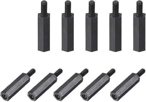 uxcell M3x25mm+6mm Male Female Hex Nylon Spacer Standoff for PC Circuit Board Black 100pcs in Saudi Arabia