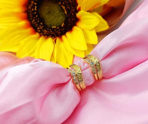 Stackable Gold Rings for Women Set Dainty Trendy Gold Plated Non Tarnish Statement V-Shaped Flower Ring Stacking Cubic Zirconia Fashion Ring Jewelry Size 6 7 8 9 10 11 in Saudi Arabia