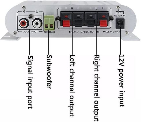 Audio Power Amplifier Mini HiFi 2.1 Channel Power Amplifier Class D Stereo Digital Audio Amp Subwoofer Amplifier Audio Stereo Bass Amp with Subwoofer Output and DC12V Power Adapter for Speaker in Saudi Arabia