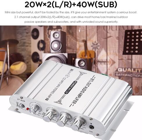 Audio Power Amplifier Mini HiFi 2.1 Channel Power Amplifier Class D Stereo Digital Audio Amp Subwoofer Amplifier Audio Stereo Bass Amp with Subwoofer Output and DC12V Power Adapter for Speaker in Saudi Arabia