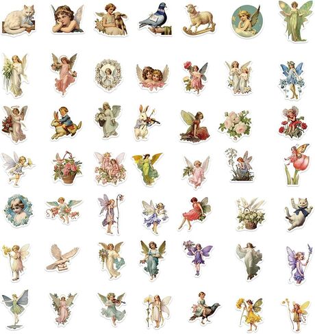 Classic Art Stickers, 50pcs Fairy Painting for Kids Teens, Waterproof Vinyl Decals for Laptop, Water Bottle, Scrapbooking in Kuwait