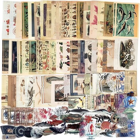 200PCS Vintage Scrapbooking Supplies Pack for Junk Journal Bullet Journals Planners Decoupage Paper Scrapbook Stickers Aesthetic Cottagecore Collage Craft Album (Sunset) in Saudi Arabia