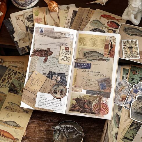 200PCS Vintage Scrapbooking Supplies Pack for Junk Journal Bullet Journals Planners Decoupage Paper Scrapbook Stickers Aesthetic Cottagecore Collage Craft Album (Sunset) in Saudi Arabia