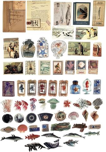 200PCS Vintage Scrapbooking Supplies Pack for Junk Journal Bullet Journals Planners Decoupage Paper Scrapbook Stickers Aesthetic Cottagecore Collage Craft Album (Sunset) in Saudi Arabia