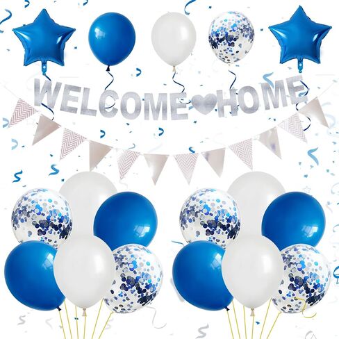 Welcome Home Decorations,Black Red We Missed You So Much Balloons Banners Set,Glitter Banner with Confetti Balloons,Pennant Flag Bunting for Home Family Baby Shower Welcome Back Party Supplies in Saudi Arabia