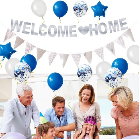 Welcome Home Decorations,Black Red We Missed You So Much Balloons Banners Set,Glitter Banner with Confetti Balloons,Pennant Flag Bunting for Home Family Baby Shower Welcome Back Party Supplies in Saudi Arabia