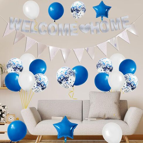 Welcome Home Decorations,Black Red We Missed You So Much Balloons Banners Set,Glitter Banner with Confetti Balloons,Pennant Flag Bunting for Home Family Baby Shower Welcome Back Party Supplies in Saudi Arabia