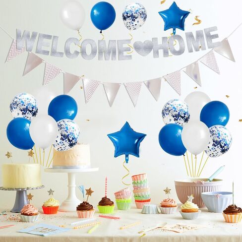 Welcome Home Decorations,Black Red We Missed You So Much Balloons Banners Set,Glitter Banner with Confetti Balloons,Pennant Flag Bunting for Home Family Baby Shower Welcome Back Party Supplies in Saudi Arabia