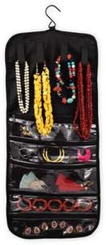By Aline Roll Up Travel Jewelry Box for Women, Portable Jewelry Box & Organizer For Earrings, Necklaces, Rings Easy To Carry (Black) in Saudi Arabia