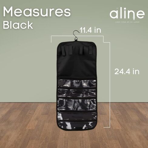 By Aline Roll Up Travel Jewelry Box for Women, Portable Jewelry Box & Organizer For Earrings, Necklaces, Rings Easy To Carry (Black) in Saudi Arabia