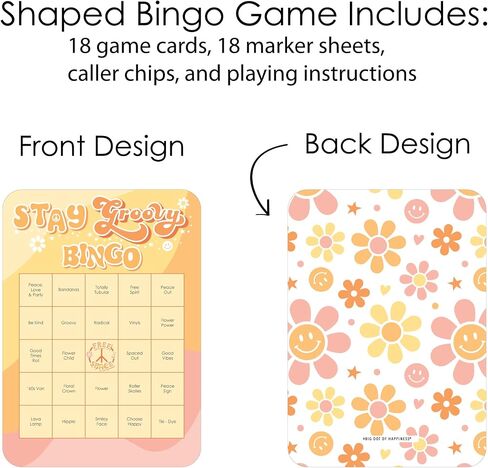 Big Dot of Happiness Stay Groovy - Bingo Cards and Markers - Boho Hippie Party Bingo Game - Set of 18 in Saudi Arabia