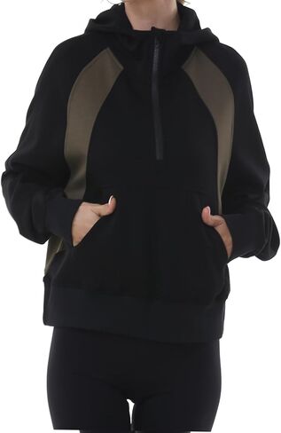 MAGICMK Womens Pullover Sweatshirts Zipper Up Hoodie Fall Winter Cropped Long Sleeve Outfits Oversize Top in Saudi Arabia