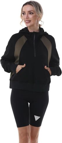 MAGICMK Womens Pullover Sweatshirts Zipper Up Hoodie Fall Winter Cropped Long Sleeve Outfits Oversize Top in Saudi Arabia
