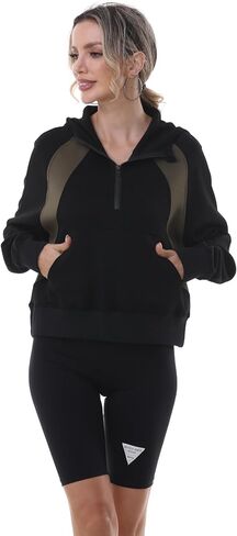 MAGICMK Womens Pullover Sweatshirts Zipper Up Hoodie Fall Winter Cropped Long Sleeve Outfits Oversize Top in Saudi Arabia