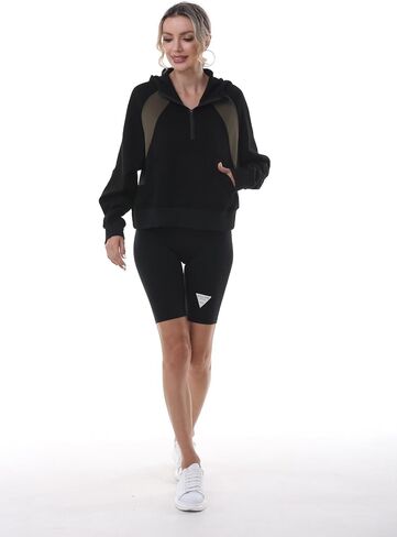 MAGICMK Womens Pullover Sweatshirts Zipper Up Hoodie Fall Winter Cropped Long Sleeve Outfits Oversize Top in Saudi Arabia