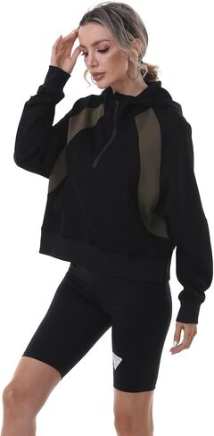 MAGICMK Womens Pullover Sweatshirts Zipper Up Hoodie Fall Winter Cropped Long Sleeve Outfits Oversize Top in Saudi Arabia