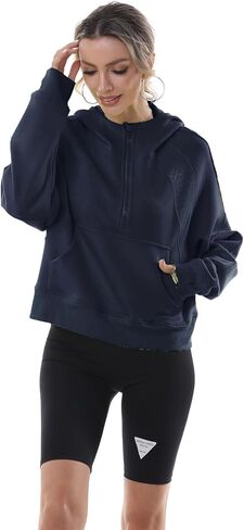 MAGICMK Womens Pullover Sweatshirts Zipper Up Hoodie Fall Winter Cropped Long Sleeve Outfits Oversize Top in Saudi Arabia