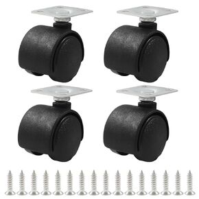4Pcs 1 Inch Nylon Swivel Stem Caster Wheels, M8 Theread Furniture Caster Wheels with Brake, 360 Degree Rotation Table Casters Replacement Wheels for Furniture, Cart, Chair, Cabinet
