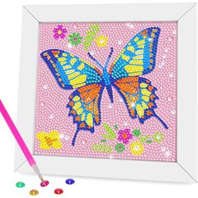 Diamond Art Painting Kits for Kids - Crafts for Girls 8-12 - Diamond Art with Wooden Frame - Arts and Crafts for Kids Ages 4-6 8-10 - GEM Art Supplies Dots for Adult Beginners Home Wall Decor Gifts
