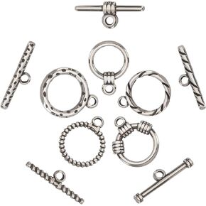 DICOSMETIC 5 Styles Round Toggle Clasps Stainless Steel Buckle Round IQ Buckle Bracelet Clasp