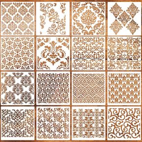 Damask Stencils 6inch Texture Stencils Reusable Layering Stencils Templates for Painting on Wood Furniture Canvas Paper Fabric in Kuwait