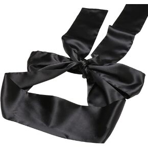 Black Satin Blindfold Eye Mask Smooth Ribbon Blindfold Soft Satin Eye Covers Adjustable Tie Blindfold Eyeshade Sleeping Mask for Home Travel