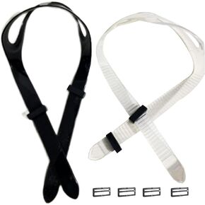 CALIDAKA 2pcs Universal Replacement Part Mask Swimming Goggles Silicone Strap Snorkel,Swimming Glasses Silicone Strap Accessories for Diving Swim(Black+Transparent)