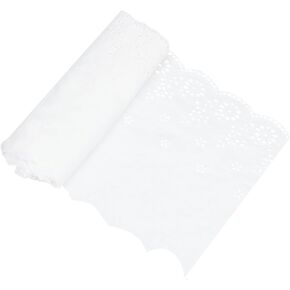 GORGECRAFT 3 Yards Eyelet Lace Trim by The Yard 23cm Wide Lace Roll White Cotton Embroidery Lace Trimmings Fabric for Scalloped Edge Decorations Dress Tablecloth Wedding Festival Event Decorations