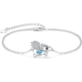 Palpitate Pig Bracelet Flying Pig Bracelet Pig Gifts for Pig Lovers 925 Sterling Silver Animal Bracelets for Women Girls Adjustable