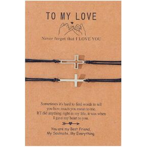 Cross Matching Bracelets Gifts Ideas for Mothers Day Fathers Day Christmas Birthday Jewelry for Mom Dad Your Love
