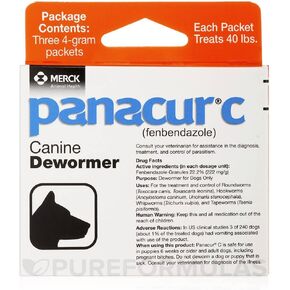 Panacur C Canine Dewormer Dogs 4 Gram Each Packet Treats 40 lbs (3 Packets) (Twо Расk)
