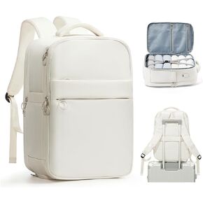 Travel Backpack for Women Carry on Flight Approved Personal Item Travel Bag Carry on Backpack Mochila de Viaje Waterproof Travel Essentials with Shoe Compartment Fit Airplanes Beige