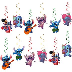Fenghu 12 قطعة من ديكورات السقف الدوامات للحفلات من أجل Lilo and Stitch، Lilo and Stitch لوازم زينة حفلات أعياد الميلاد in Kuwait