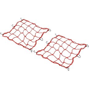 PATIKIL Reflective Bungee Cargo Net, 2 Pack Motorcycle Luggage Straps with 6 Hooks for Bicycle Motorcycle, 15.7" x 15.7", Red