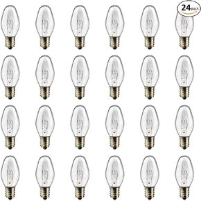 Salt Lamp Bulbs, 15 Watt Night Light Bulbs - C7 Replacement Bulbs for Scentsy Wax Warmer, Dimmable Scentsy Light Bulbs, E12 Bulbs for Household Salt Lamps, 24 Packs