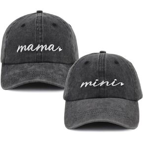 2 PCS Mama and Mini Hats for Women Girls 3-10 Years, Adjustable Embroidered Cotton Matching Baseball Cap