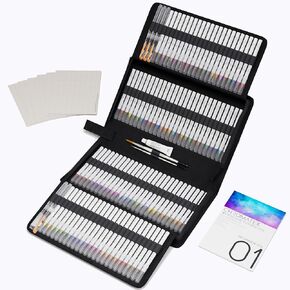 CHROMATEK 108 Watercolor Pens Set - 15 Page Pad & Online Video Tutorial Series - 5 Aquapens - 100 Colors - Professional Art Supplies in Kuwait