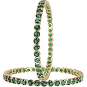 Ratnavali Jewels CZ Zirconia Gold Silver Tone Solitatire Diamond Indian Bangles Bollywood Jewelry Women