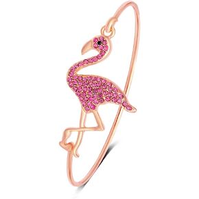 Full Rhinestone Flamingo Can Open Bangle for Women