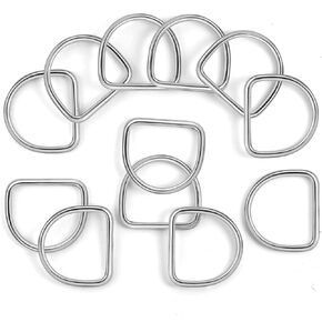 1 1/2-inch Metal D Ring, Heavy-Duty Dee Rings - Stainless Steel, Welded, for Dog Collars, Backpacks, Webbing Straps