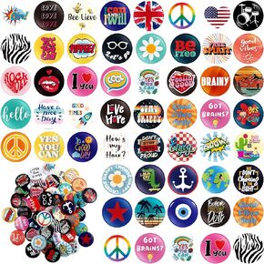 Kigeli 80's Buttons Pins 1 Inches/ 25 mm Retro Punk Button Pin Slogans Sayings Pinback Buttons for Backpacks Bags Hats Jeans