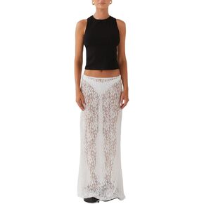 Women Lace Long Skirt Satin High Waist A-line Midi Skirt Y2K Summer Elegant Beach Party Maxi Skirts in Kuwait