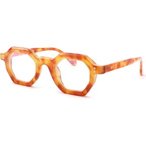 NULOOQ Blue Light Glasses for Women – Men Trendy Retro Small Polygonal Computer Eyeglasses Non-prescription Glasses