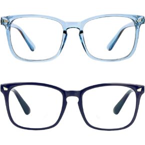 2 Pairs LifeArt Blue Light Blocking Glasses with Spring Hinge, Anti Eyestrain, Computer Reading Glasses, Gaming Glasses, TV Glasses for Women Men, Anti UV, Anti Glare (Blue&Pink, No Magnification)
