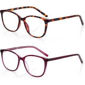 Blue Light Blocking Glasses for Women-2 Pack Computer Eyeglasses, Anti EyeStrain/Glare