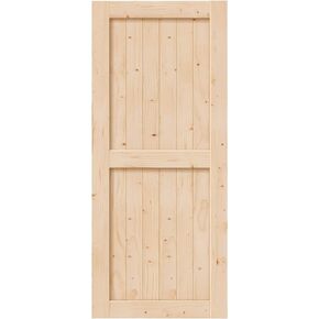 EaseLife 42in x 84in Sliding Barn Wood Door,Interior Doors,DIY Assemblely,Solid Natural Spruce Panelled Slab,Easy Install,Apply to Rooms & Storage Closet,H-Frame
