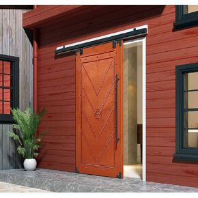 DIYHD 5FT Ceiling Mount Black Box Track Exterior Sliding Barn Door Hardware,Fit Door Width Up to 30in