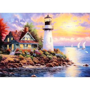 500 Piece Puzzle for Adults-Lighthouse | Recycled Cardboar Jigsaw Puzzles 500 Pieces | Challenging Family Activity Great Gift Idea for Family Friends | Difficult Puzzles Size 20.5X 15 inches