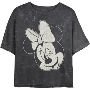 Disney Characters Minnie Wink Women's Mineral Wash Short Sleeve Crop Tee