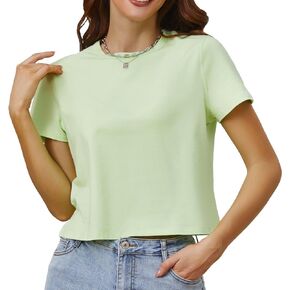 Cotton T Shirts for Women Loose Fit Casual Crewneck Basic Tee Tshirts Short Sleeve Crop Workout Tops